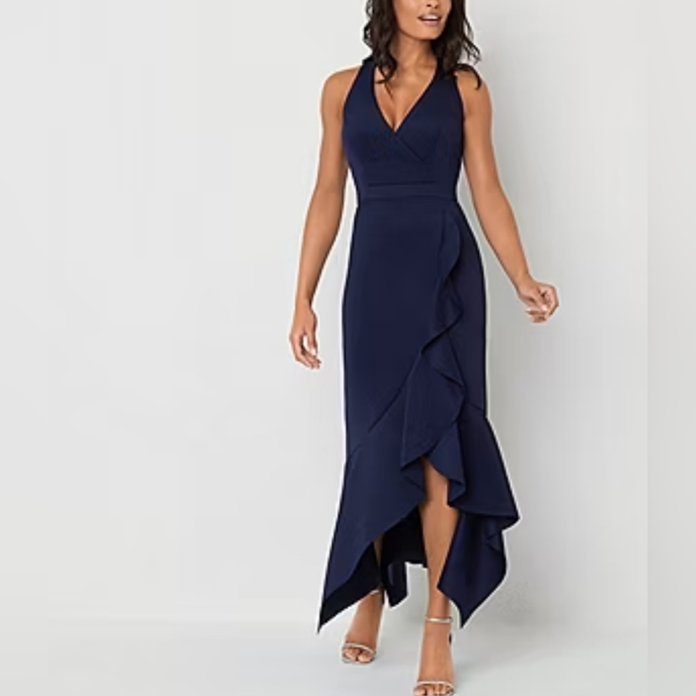 DJ Jaz Navy 16 High-low Evening Gown
